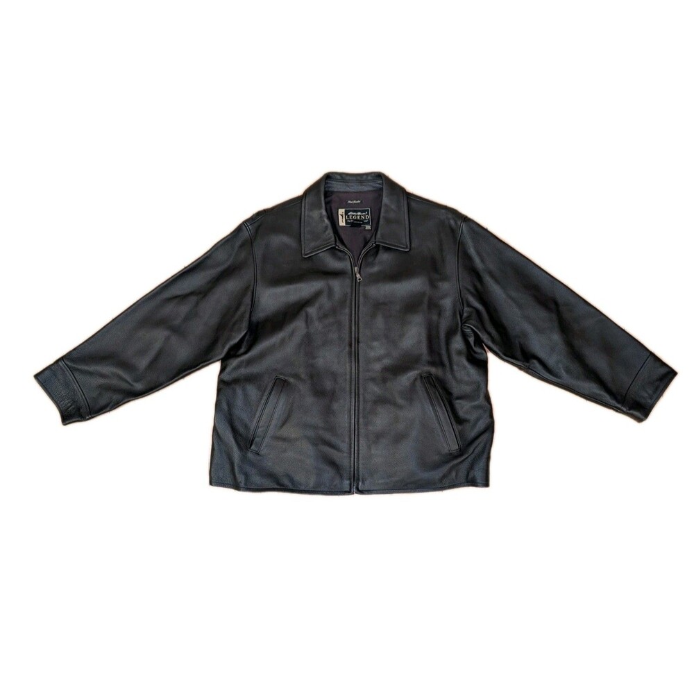 Vintage Eddie Bauer Womens XXL 2XL Stine Black Leather Legend Classic Jacket EUC